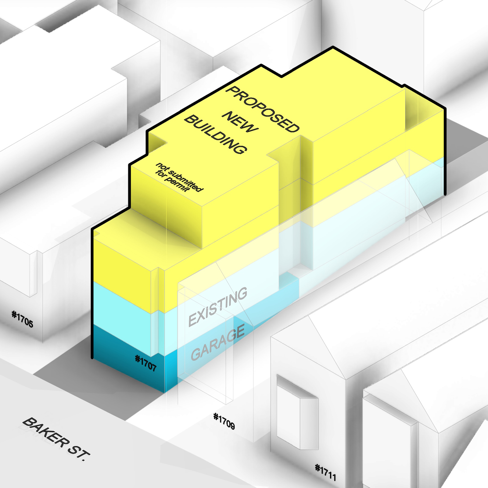 1707 Baker St massing study